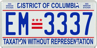 DC license plate EM3337