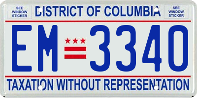 DC license plate EM3340