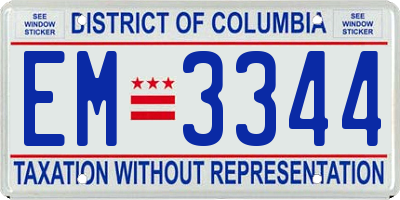 DC license plate EM3344
