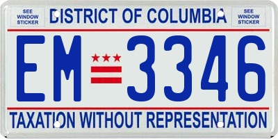 DC license plate EM3346
