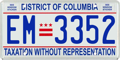 DC license plate EM3352
