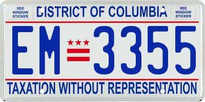 DC license plate EM3355
