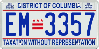 DC license plate EM3357