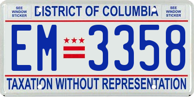 DC license plate EM3358