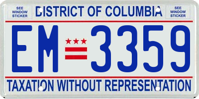 DC license plate EM3359