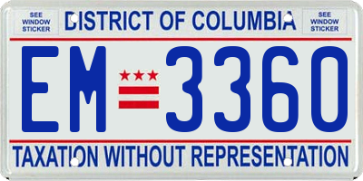 DC license plate EM3360
