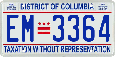 DC license plate EM3364