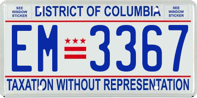 DC license plate EM3367