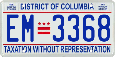DC license plate EM3368