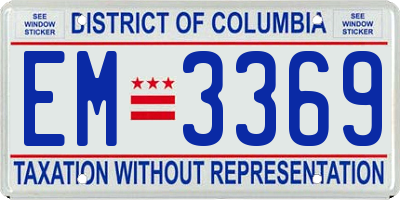 DC license plate EM3369