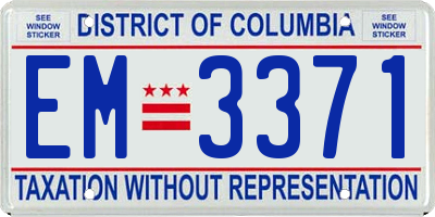 DC license plate EM3371