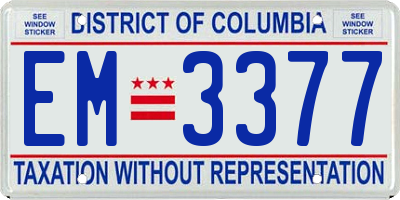 DC license plate EM3377