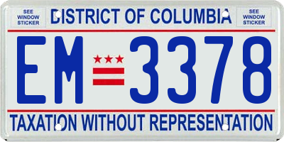 DC license plate EM3378