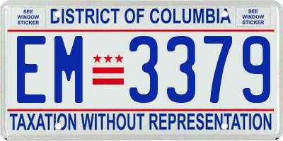 DC license plate EM3379