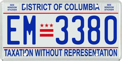 DC license plate EM3380