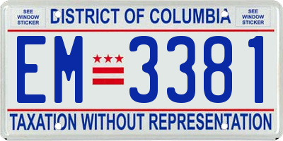DC license plate EM3381