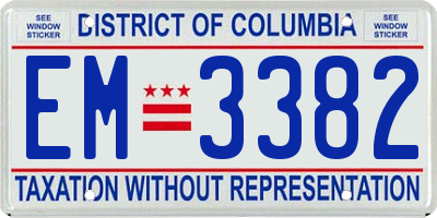 DC license plate EM3382
