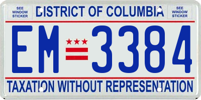 DC license plate EM3384