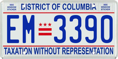 DC license plate EM3390
