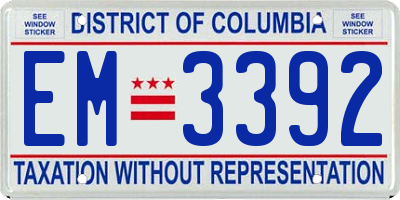 DC license plate EM3392