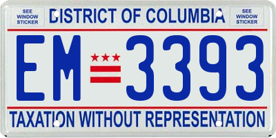 DC license plate EM3393