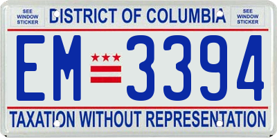 DC license plate EM3394