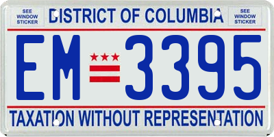 DC license plate EM3395