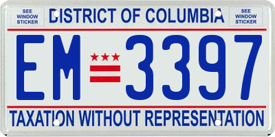 DC license plate EM3397