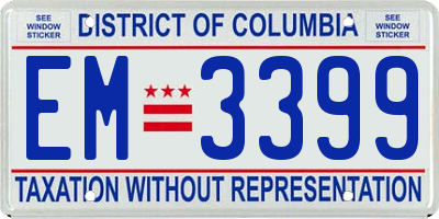DC license plate EM3399