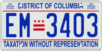 DC license plate EM3403