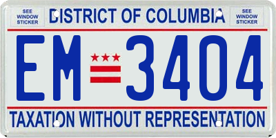 DC license plate EM3404