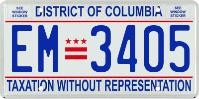 DC license plate EM3405