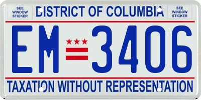 DC license plate EM3406