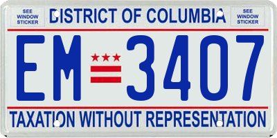 DC license plate EM3407