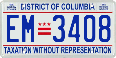 DC license plate EM3408