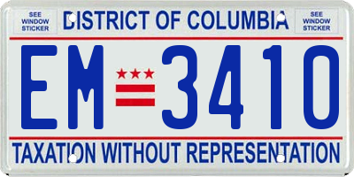 DC license plate EM3410