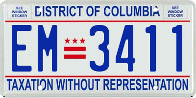 DC license plate EM3411