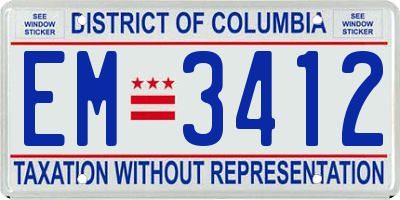 DC license plate EM3412