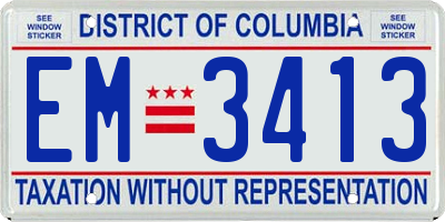 DC license plate EM3413