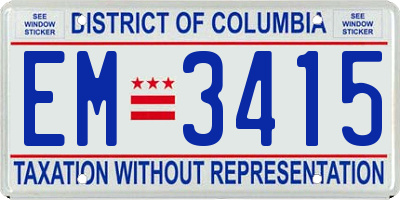 DC license plate EM3415