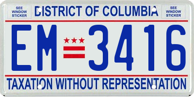 DC license plate EM3416