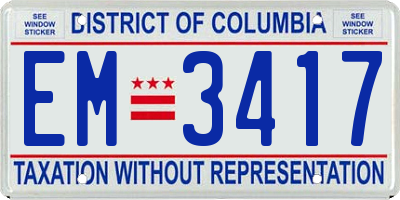 DC license plate EM3417