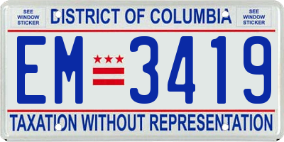 DC license plate EM3419