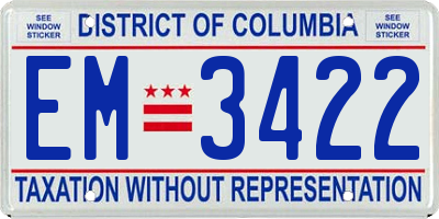 DC license plate EM3422