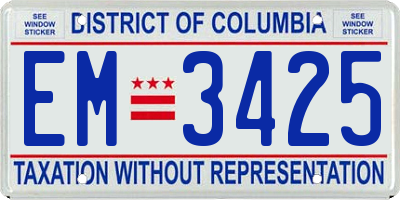 DC license plate EM3425