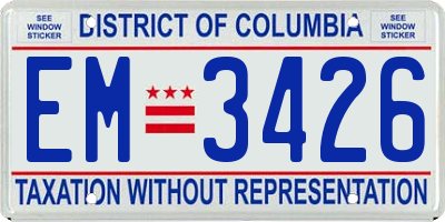 DC license plate EM3426