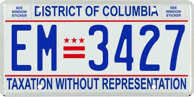 DC license plate EM3427