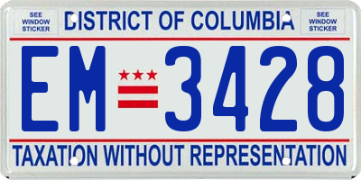 DC license plate EM3428