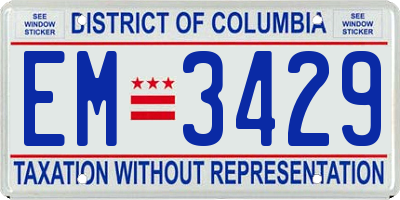 DC license plate EM3429