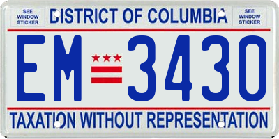 DC license plate EM3430
